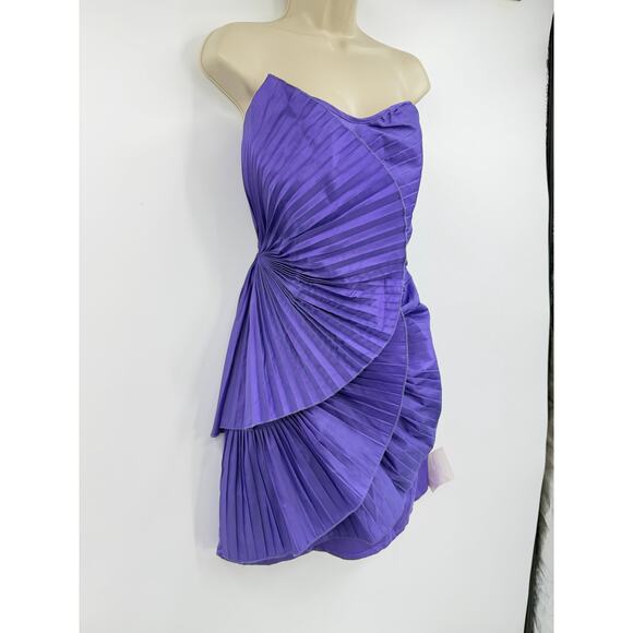 Vintage 2010s ASOS Strapless Mini Dress Size 10 Purple Glam Sculptural Club Wear - Picture 3 of 11